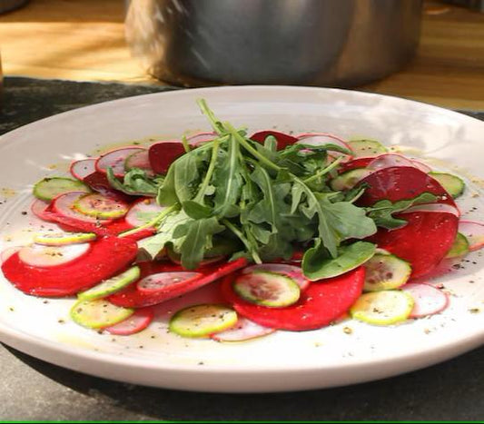 CARPACCIO BETTERAVES CONCOMBRES RADIS