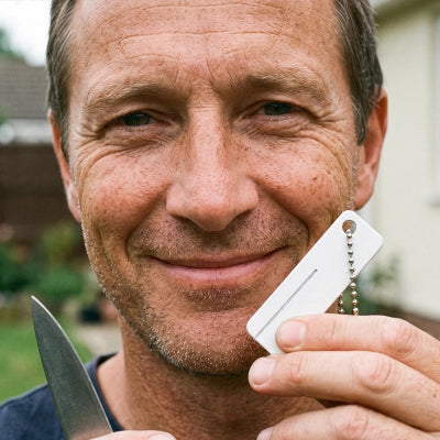 Affuteur-pour-couteaux-blanc-homme-tenant-dans-sa-main