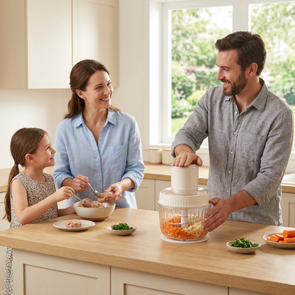 famille-preparant-des-galettes-de-legumes-avec-le-hachoir-a-viande-electrique