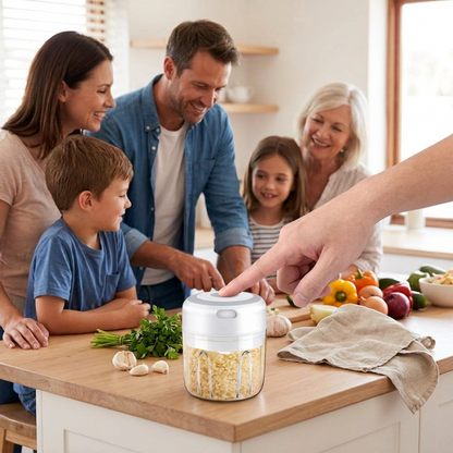 famille-reunie-autour-du-plan-de-travail-avec-le-hachoira-oignon