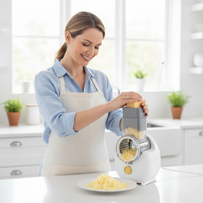 mandoline-electrique-cuisine-femme-fromage-bouton-dor