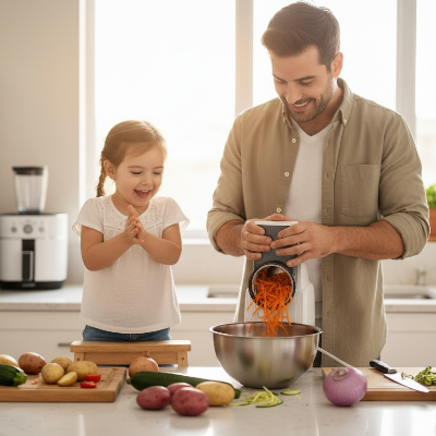 papa-fille-avec-vraie-mandoline-cuisine-electrique