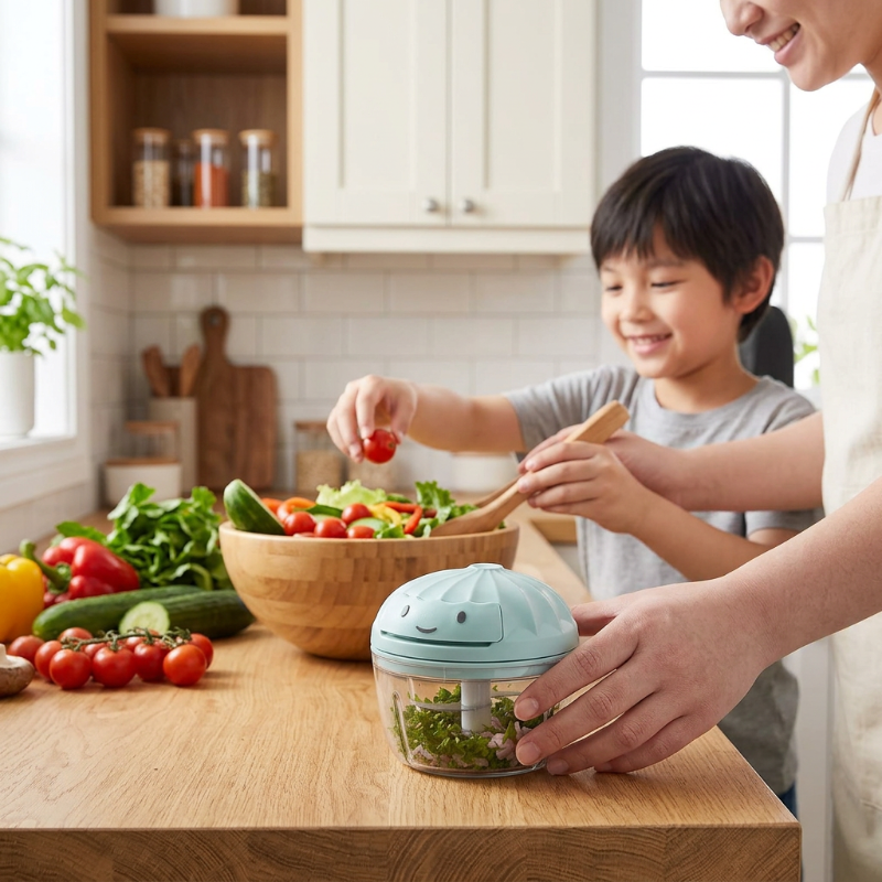 preparation-d-un-repas-en-famille-avec-le-mini-hachoir