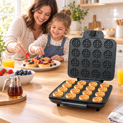 une-mere-et-son-enfant-avec-l-appareil-mini-gaufre