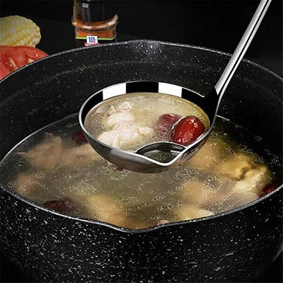 Cheqo® Cuillère à Soupe en Acier Inoxydable - 33cm x 9cm - Oeil Suspendu -  Louche 